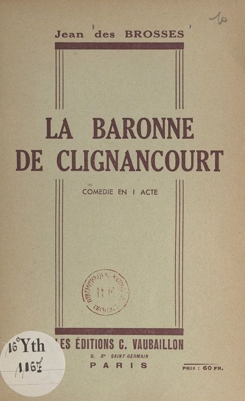 ebook cover of La baronne de Clignancourt, by Jean Des Brosses