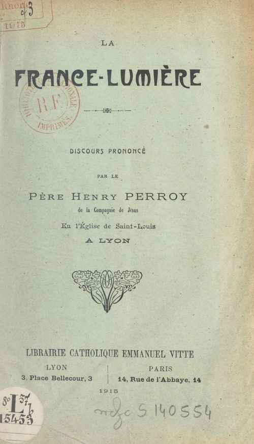Couverture ebook de La France-lumière, de Henry Perroy