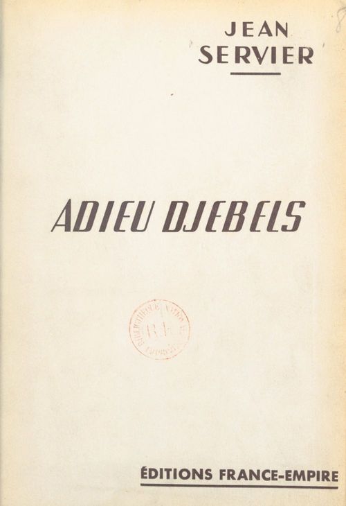 ebook cover of Adieu djebels, by Jean Servier