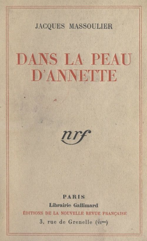 Couverture ebook de Dans la peau d'Annette, de Jacques Massoulier