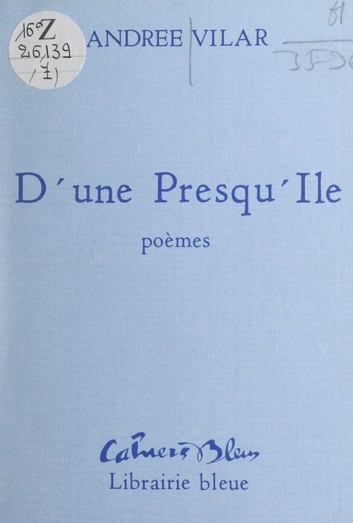 Couverture ebook de D'une presqu'île, de Andree Vilar