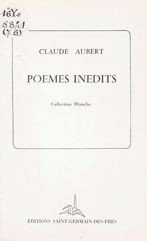 ebook cover of Poèmes inédits, by Claude Aubert