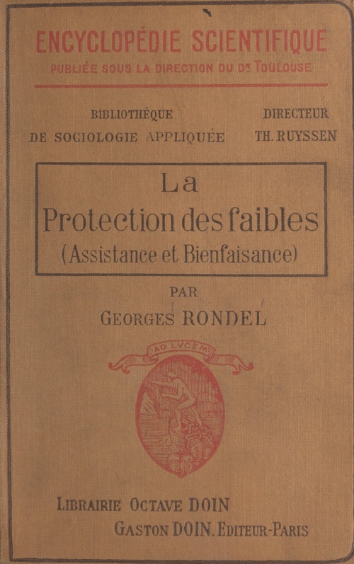 Couverture ebook de La protection des faibles (assistance et bienfaisance), de Georges Rondel