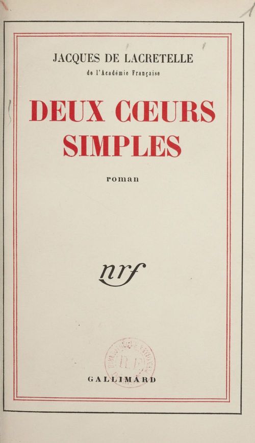 ebook cover of Deux coeurs simples, by Lacretelle Jacques D