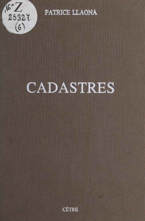 ebook cover of Cadastres, by Patrice Llaona