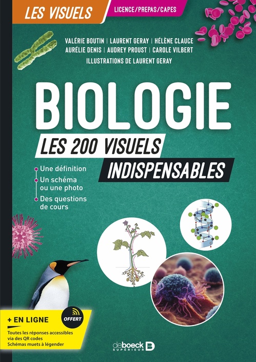 Couverture ebook de Biologie - Les 200 visuels indispensables, de Valérie Boutin, Hélène Clauce, Aurélie Denis, Audrey Proust, Carole Vilbert