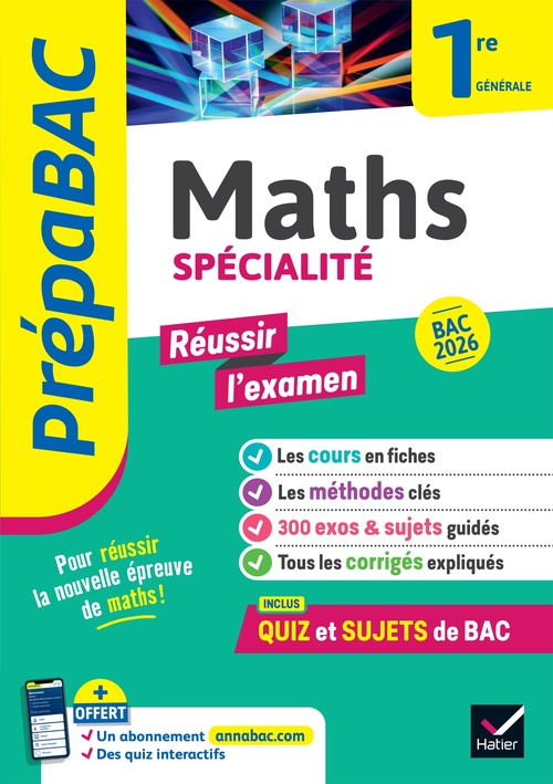 ebook cover of Prépabac Réussir l'examen" Maths 1re générale (spécialité) Bac 2027", by Michel Abadie, Annick Meyer, Jean-Dominique Picchiottino, Martine Salmon