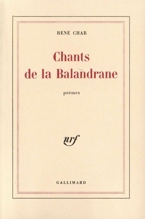 Couverture ebook de Chants de la Balandrane (1975-1977), de René Char