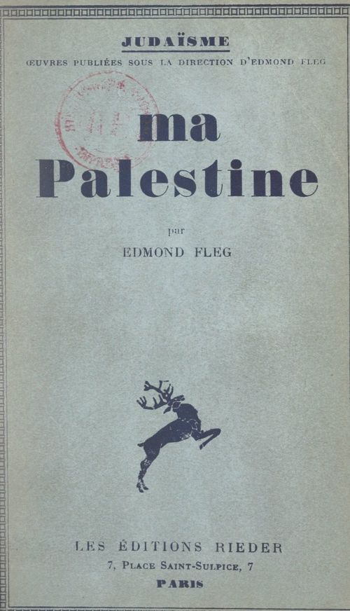 Couverture ebook de Ma Palestine, de Edmond Fleg