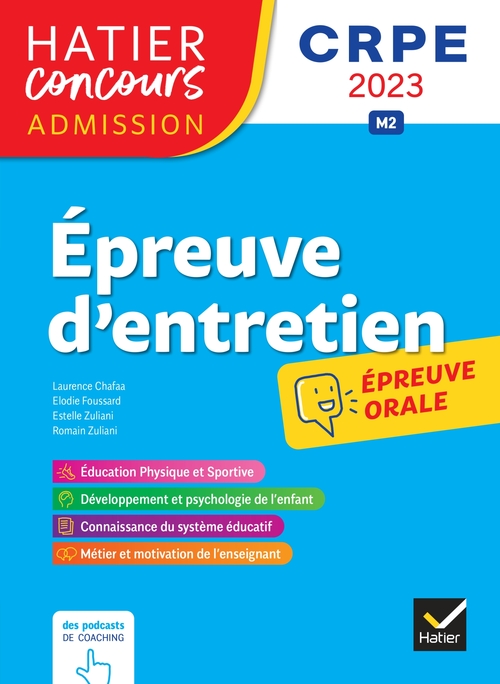 ebook cover of Epreuve d'entretien - CRPE 2023- Epreuve orale d'admission, by Laurence Chafaa, Elodie Foussard, Estelle Zuliani, Romain Zuliani