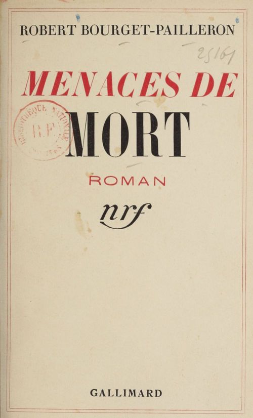 Couverture ebook de Menaces de mort, de Robert Bourget-Pailleron