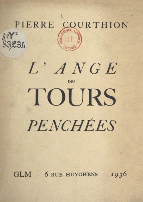 ebook cover of L'ange des tours penchées, by Pierre Courthion