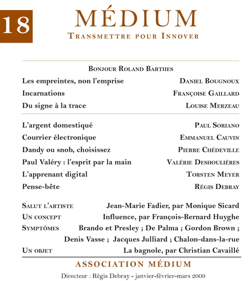 ebook cover of Médium n°18, janvier-mars 2009, by Collectif