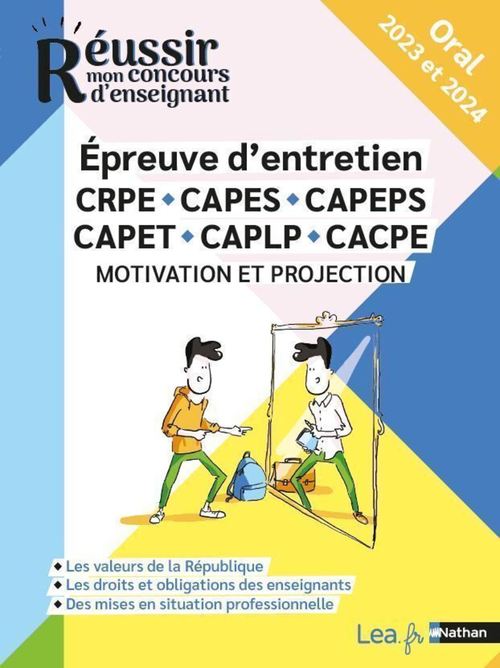 Couverture ebook de EBOOK - Epreuve d'entretien - Concours 2023 et 2024 - CRPE CAPES CAFCPE CAPEPS - Réussir mon concours d'enseignant - Motivation et projection, de Sébastien Mounié