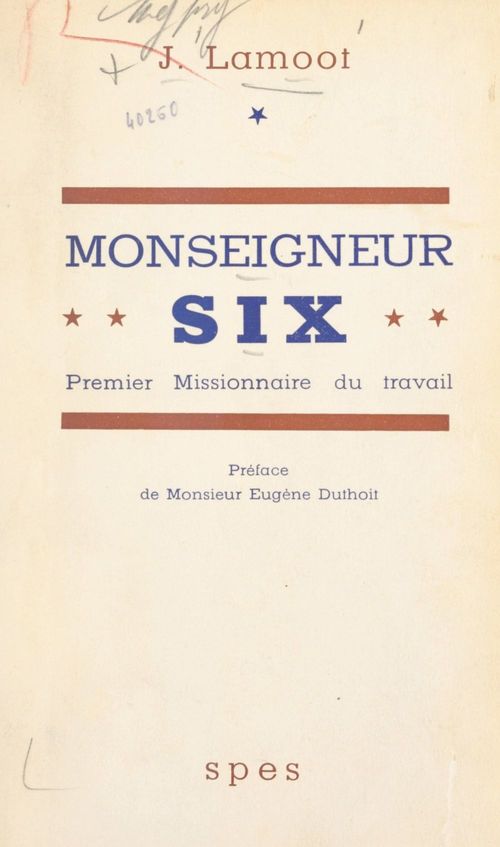 ebook cover of Monseigneur Six, by Jules Lamoot