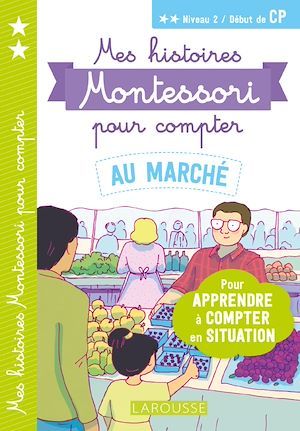 Couverture ebook de Mes histoires Montessori  pour compter - Au marché, de Delphine Urvoy