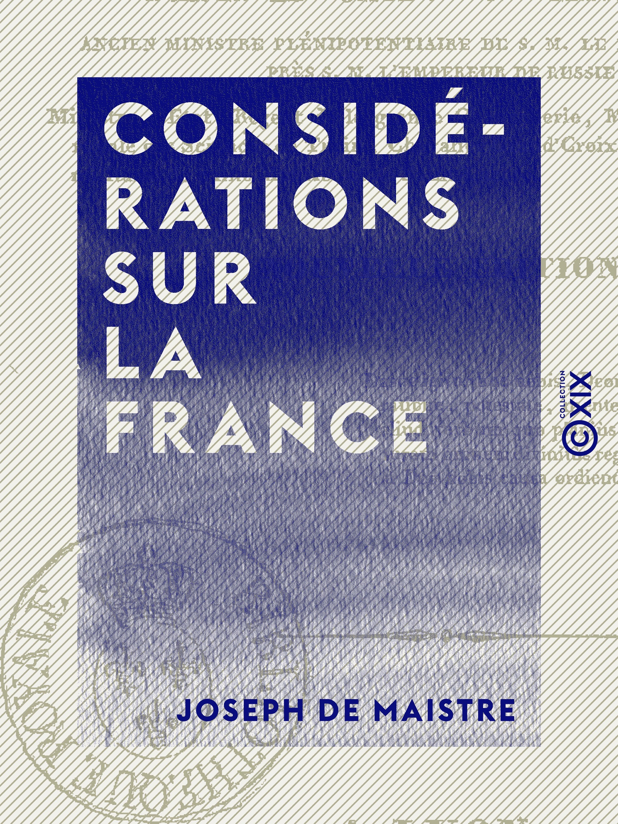 Couverture ebook de Considérations sur la France, de Joseph De Maistre