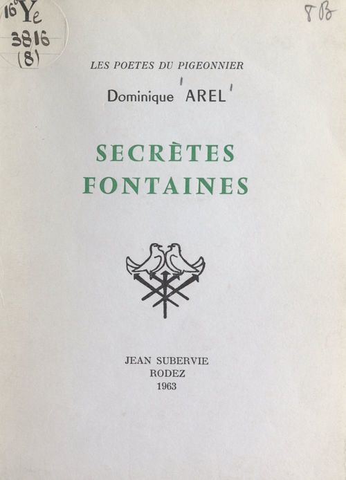ebook cover of Secrètes fontaines, by Dominique Arel