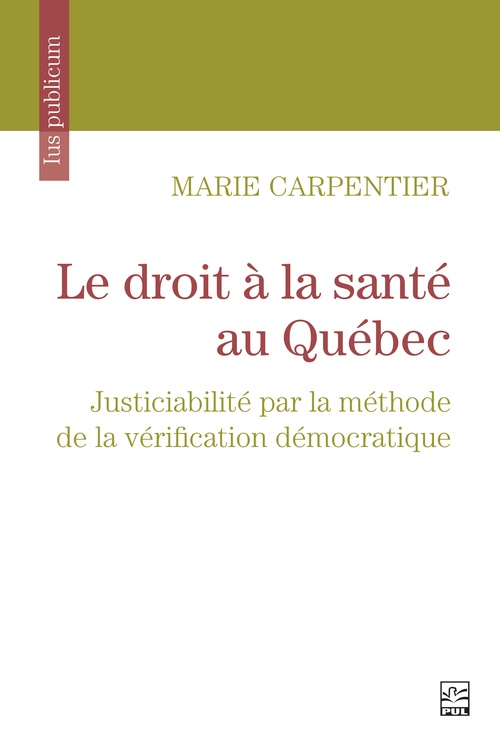 Couverture ebook de Le droit à la santé au Québec, de Marie Carpentier