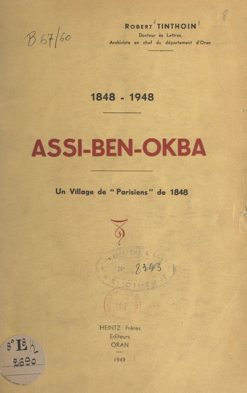 Couverture ebook de Assi-Ben-Okba, 1848-1948, de Robert Tinthoin
