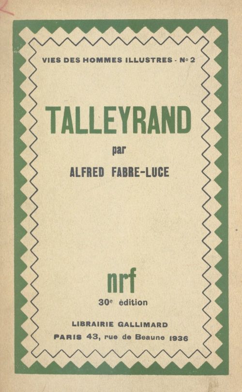 Couverture ebook de Talleyrand, de Alfred Fabre-Luce