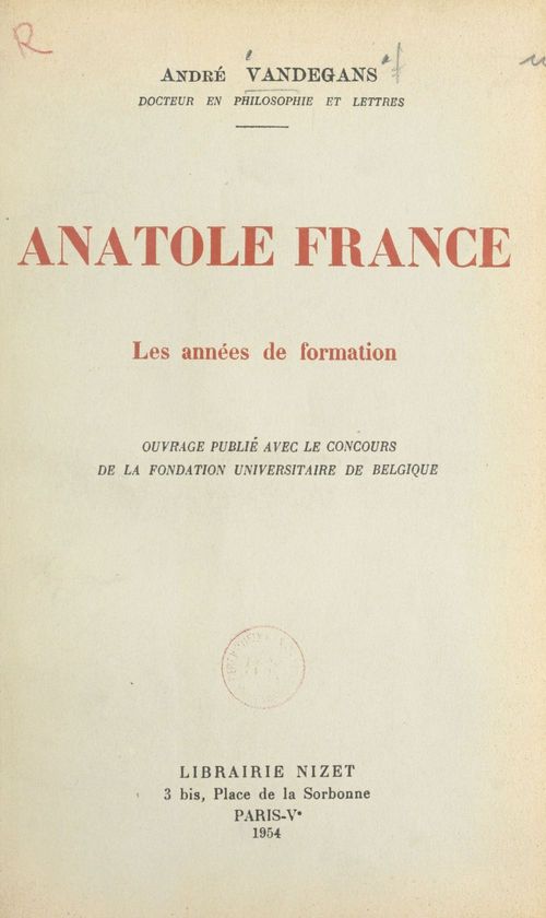 Couverture ebook de Anatole France, de Andre Vandegans