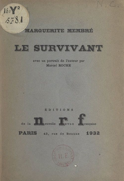 Couverture ebook de Le survivant, de Marguerite Membre