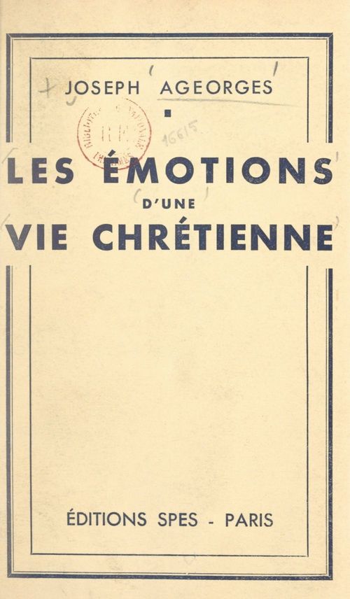 ebook cover of Les émotions d'une vie chrétienne, by Joseph Ageorges
