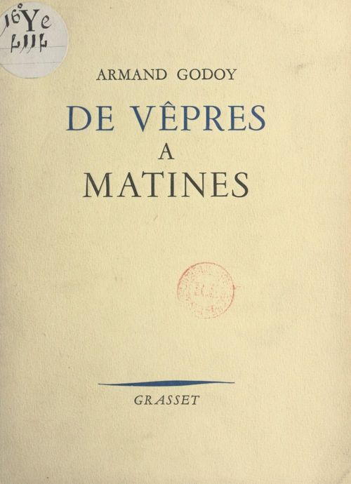 Couverture ebook de De Vêpres à Matines, de Armand Godoy
