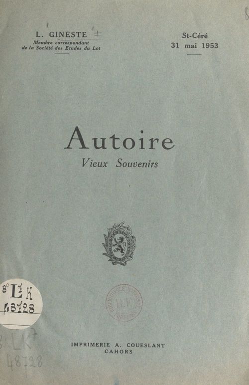 Couverture ebook de Autoire, de Louis Gineste