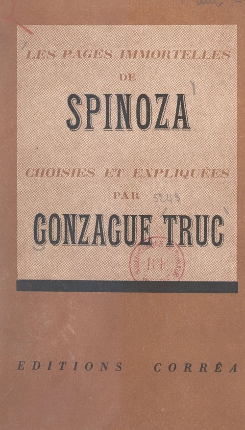 Couverture ebook de Les pages immortelles de Spinoza, de Gonzague Truc