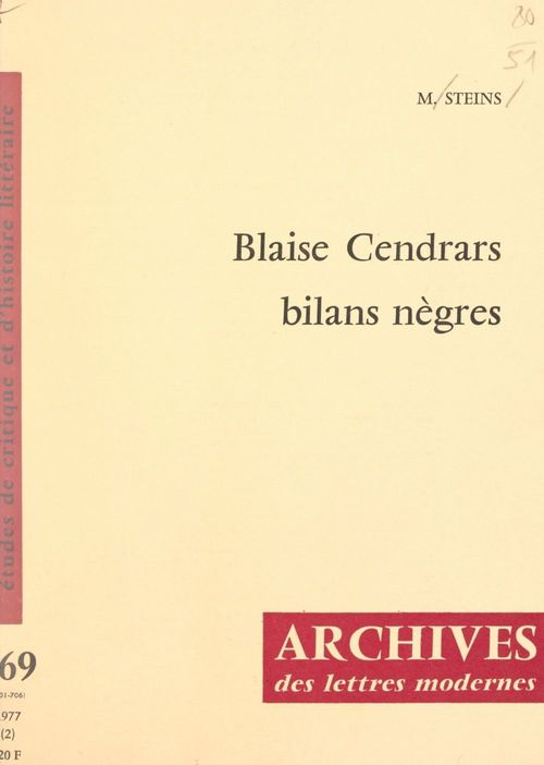 Couverture ebook de Blaise Cendrars, de Martin Steins