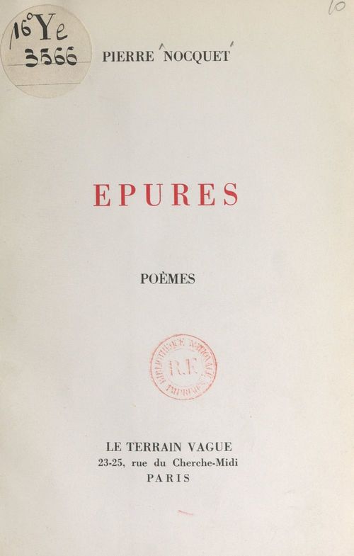 Couverture ebook de Épures, de Pierre Nocquet
