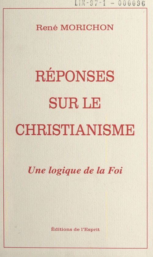 Couverture ebook de Réponses sur le christianisme, de Rene Morichon