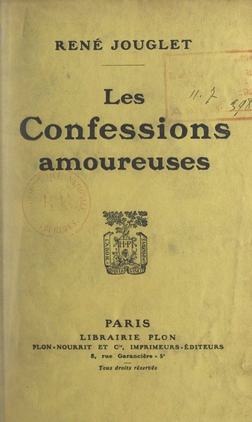 Couverture ebook de Les confessions amoureuses, de Rene Jouglet