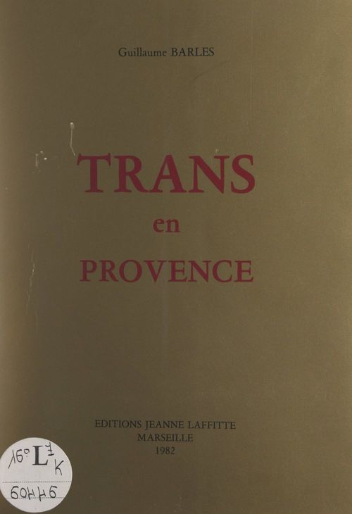 ebook cover of Trans-en-Provence, by Guillaume Barles