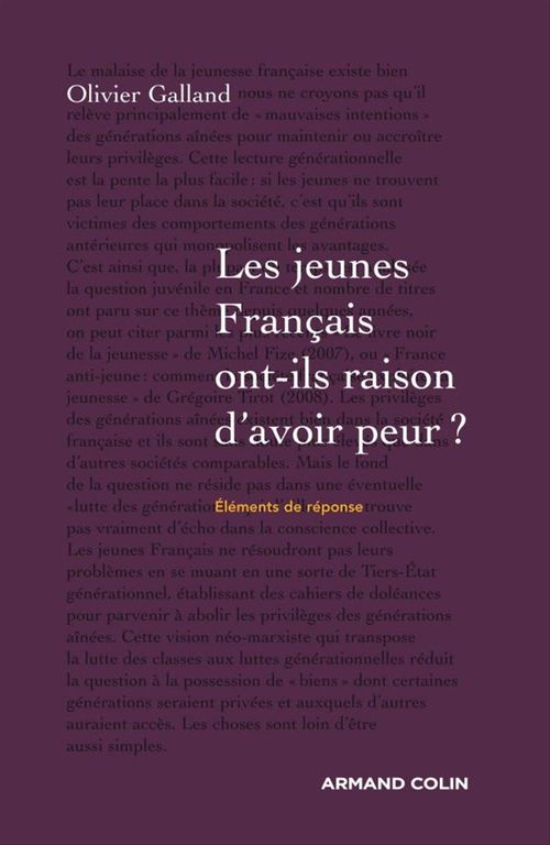 ebook cover of Les jeunes Français ont-ils raison d'avoir peur ?, by Olivier Galland