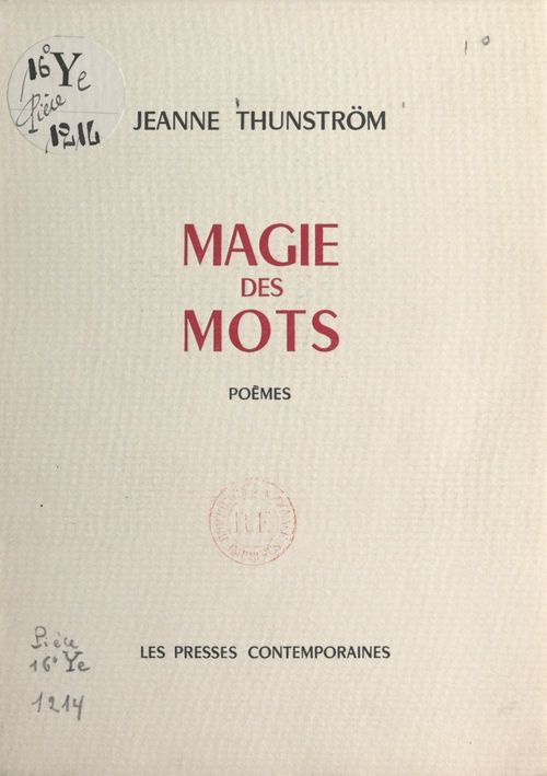 Couverture ebook de Magie des mots, de Jeanne Thunstrom