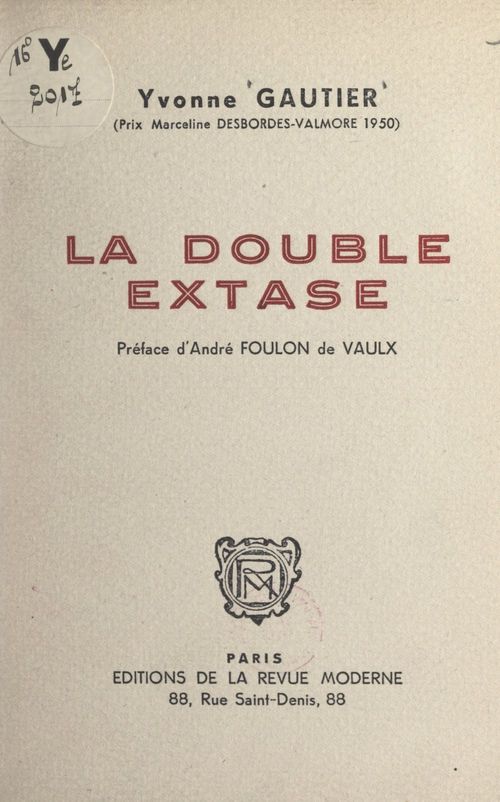 Couverture ebook de La double extase, de Yvonne Gautier
