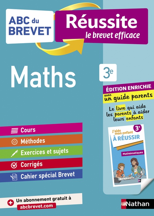 Couverture ebook de Mathématiques 3e - ABC du Brevet Réussite Famille - Brevet 2025 - Cours, Méthode, Exercices + Guide parents pour aider son enfant à réussir - EPUB, de Collectif