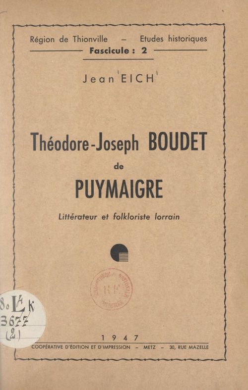 Couverture ebook de Théodore-Joseph Boudet de Puymaigre, de Jean Eich