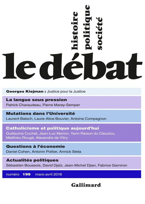 ebook cover of Le Débat N° 199  (mars - avril 2018), by Collectif, Pierre Nora