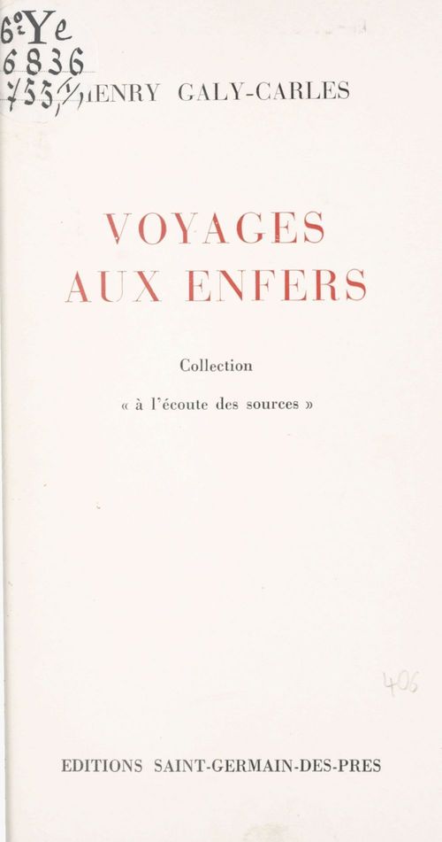 ebook cover of Voyages aux enfers, by Henry Galy-Carles