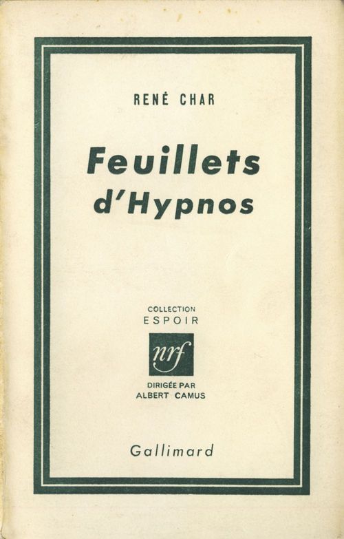 ebook cover of Feuillets d'Hypnos, by René Char