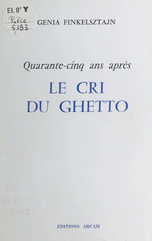 ebook cover of Le cri du ghetto, by Genia Finkelsztajn