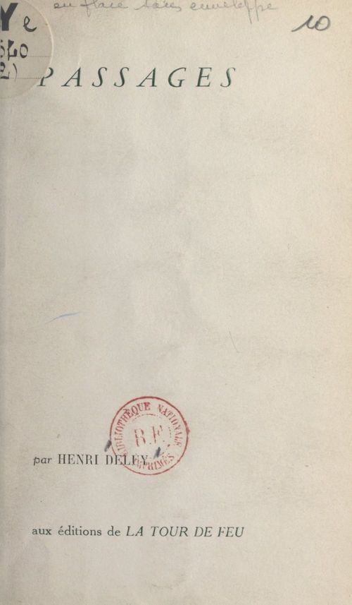 Couverture ebook de Passages, de Henri Deluy