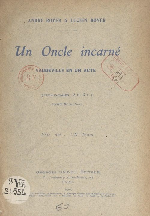 Couverture ebook de Un oncle incarné, de Andre Royer, Lucien Boyer