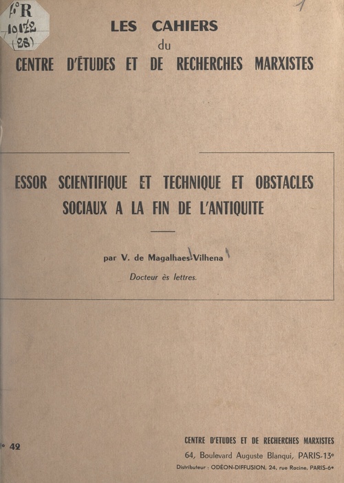 Couverture ebook de Essor scientifique et technique et obstacles sociaux à la fin de l'Antiquité, de Vasco De Magalhaes-Vilhena