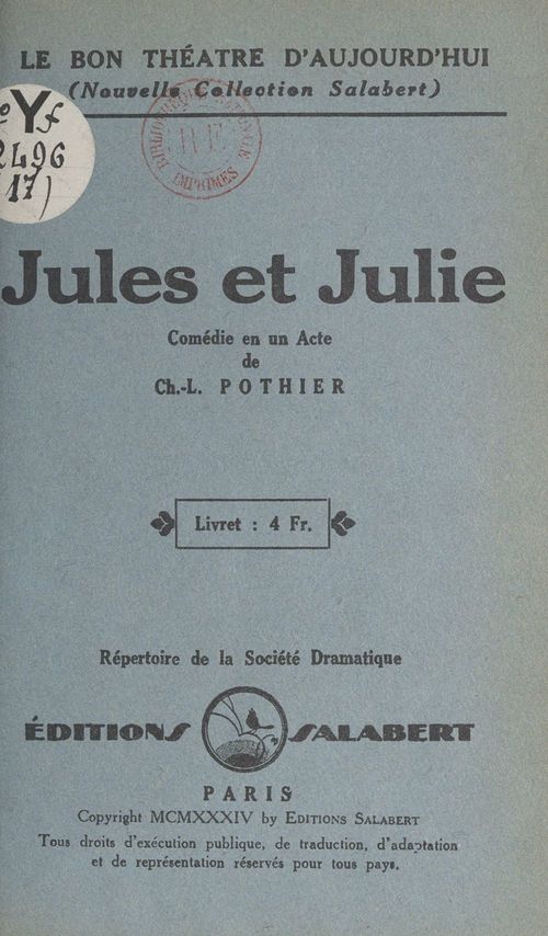 Couverture ebook de Jules et Julie, de Charles-Louis Pothier