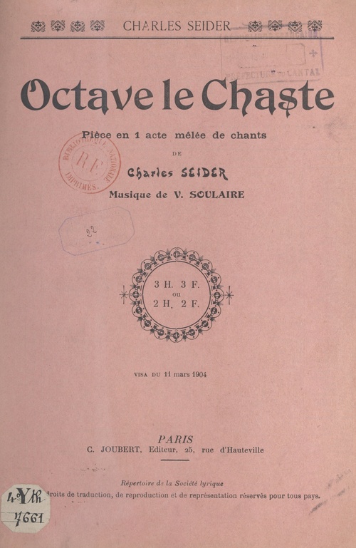 ebook cover of Octave le Chaste, by Charles Seider